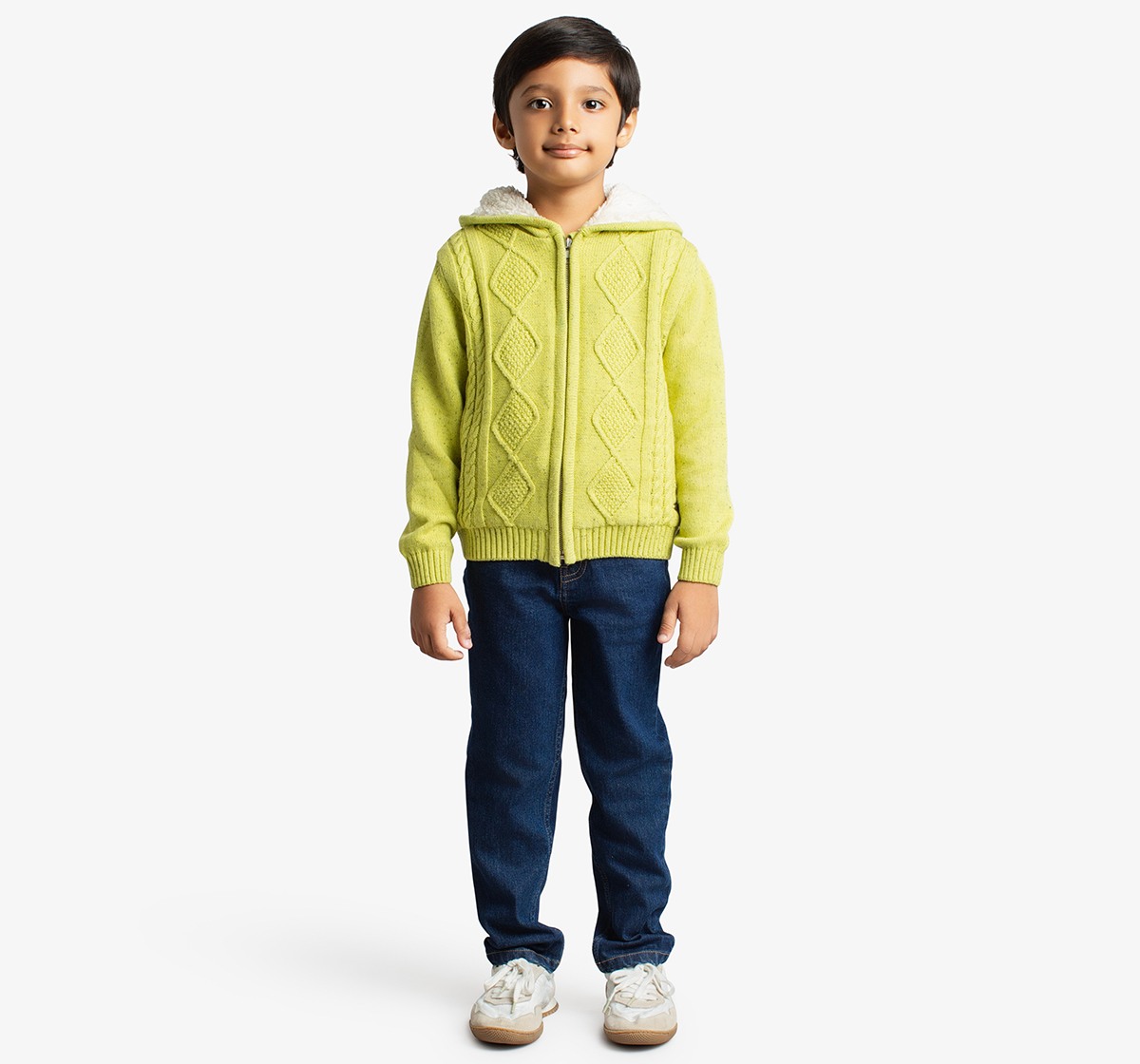 Boys Cable Knit Sweater With Hoodie