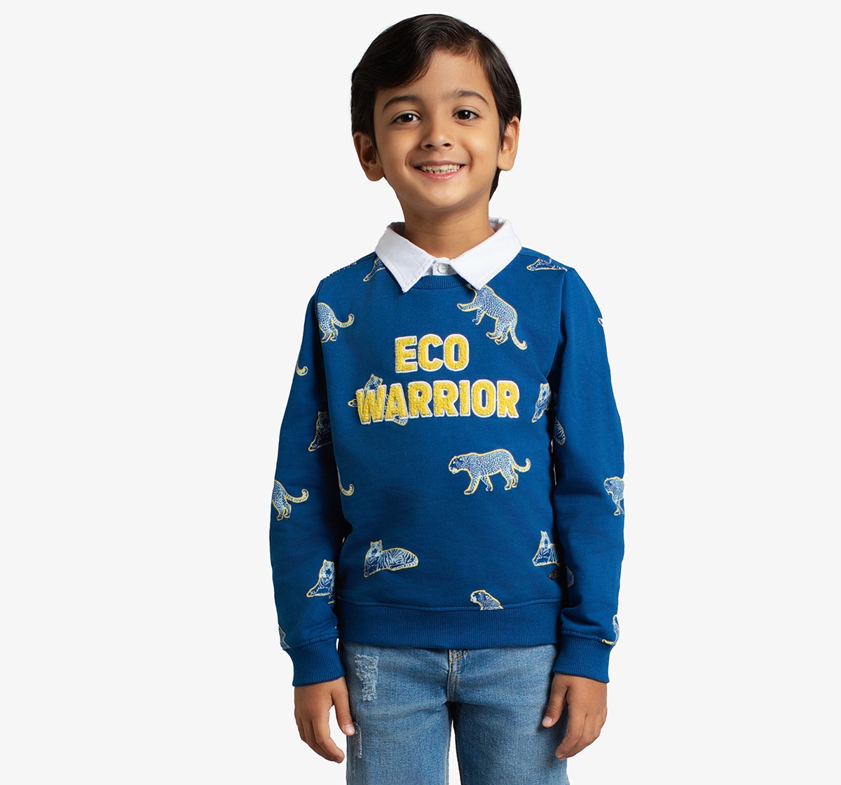 Boys Aop Sweatshirt With Collar