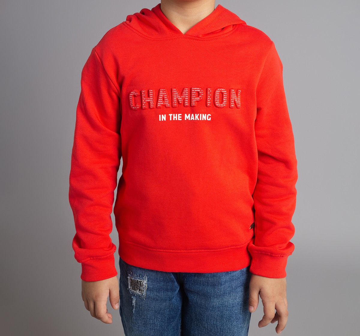 Ed-A-Mamma Boys Embossed Printed Sweatshirt - Red