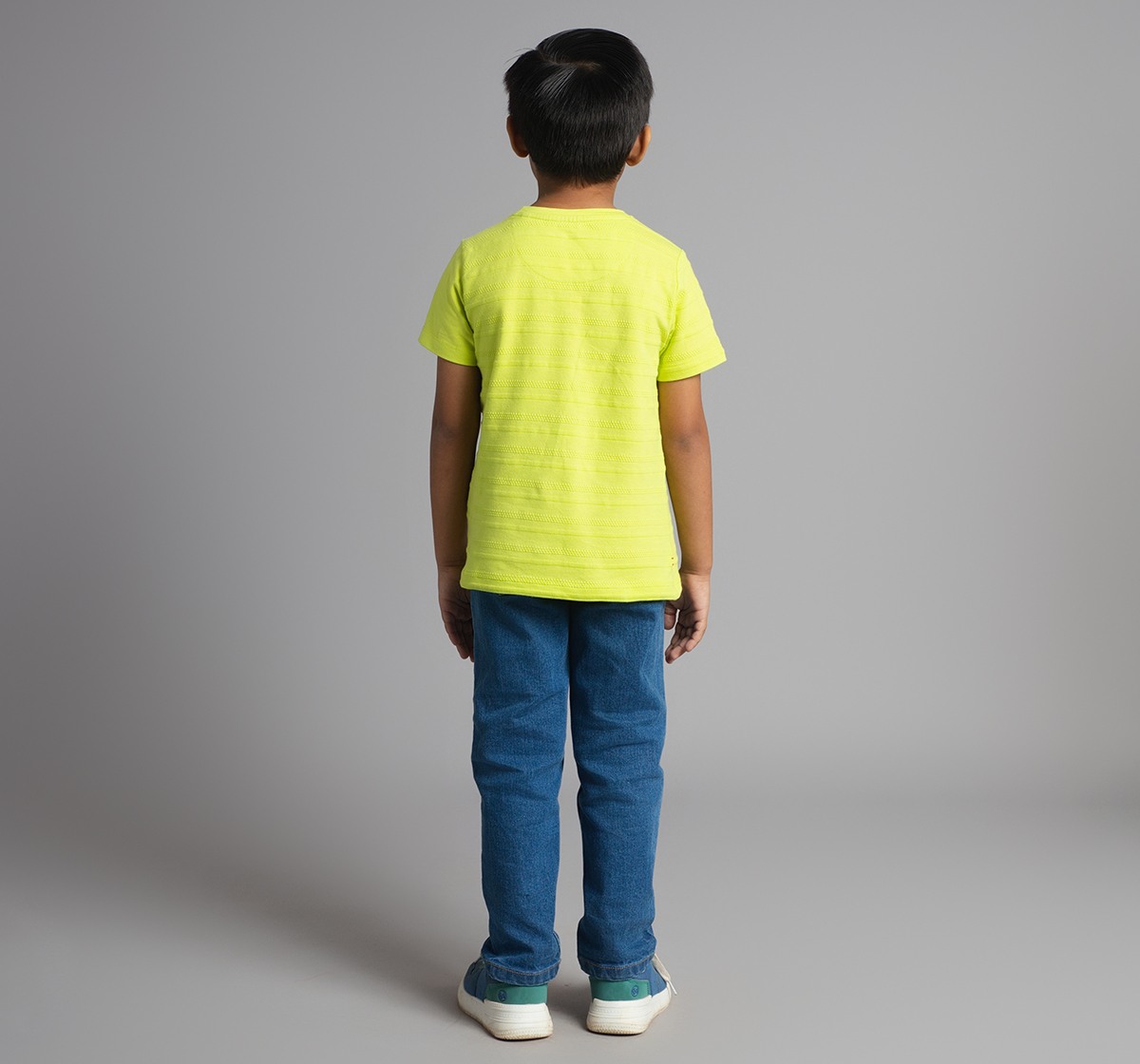 Boys Textured Knit Crew Neck Printed T-Shirt