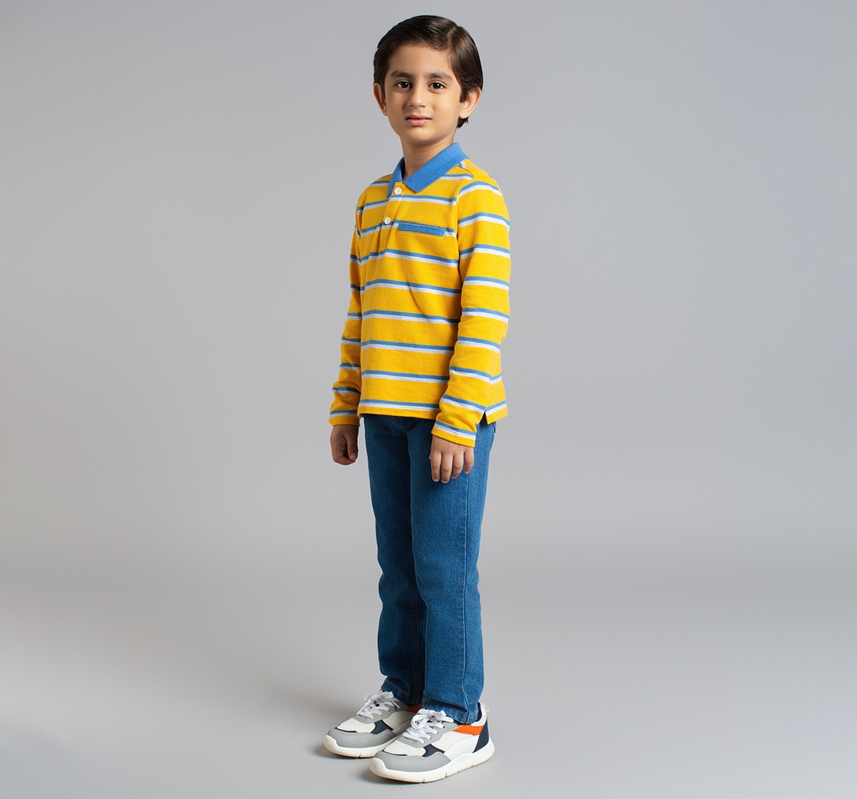 Boys Yarn Dyed Striped Polo T-Shirt