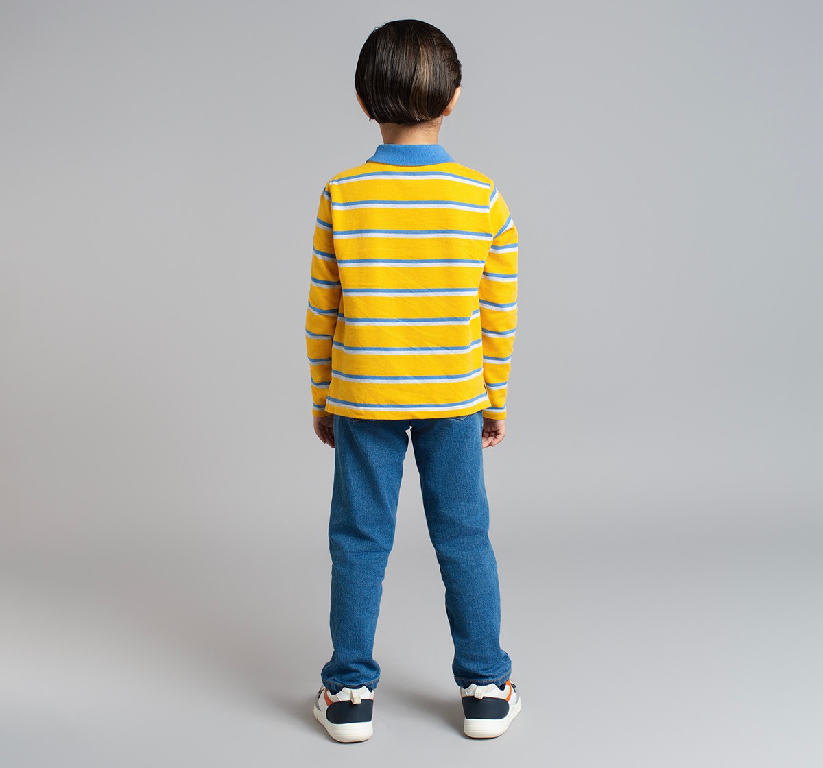 Boys Yarn Dyed Striped Polo T-Shirt