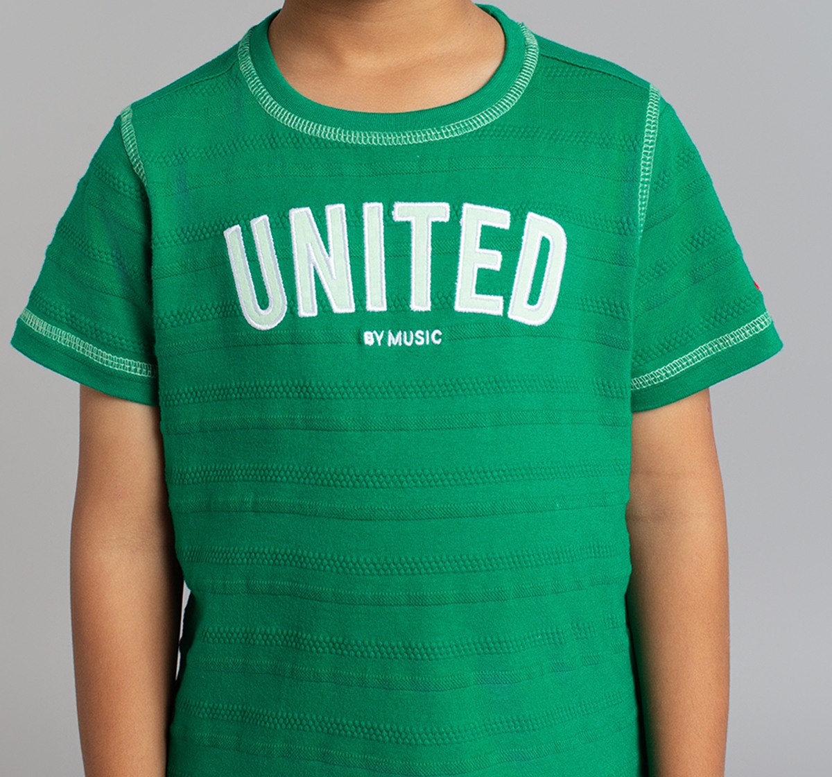 Boys Textured Crew Neck T-Shirt