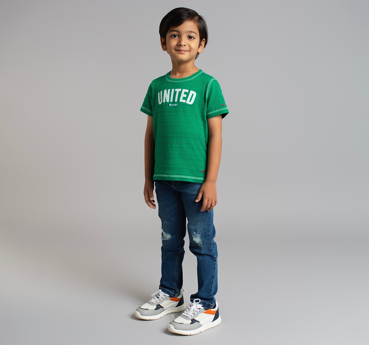 Boys Textured Crew Neck T-Shirt