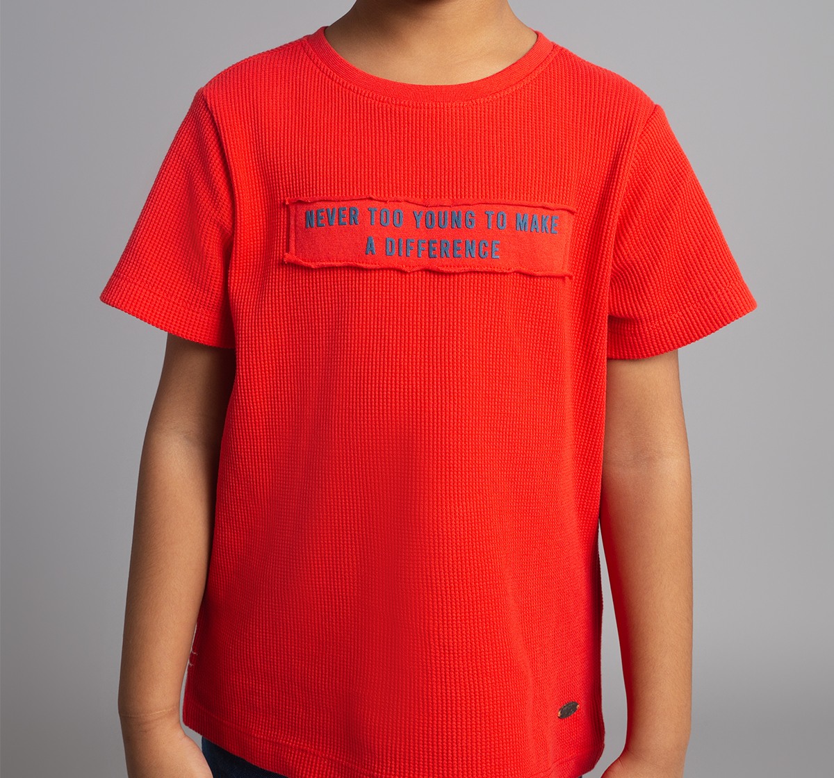 Ed-A-Mamma Boys Waffle Crew Neck Printed T-Shirt - Red
