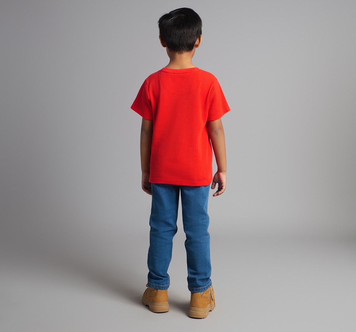 Ed-A-Mamma Boys Waffle Crew Neck Printed T-Shirt - Red