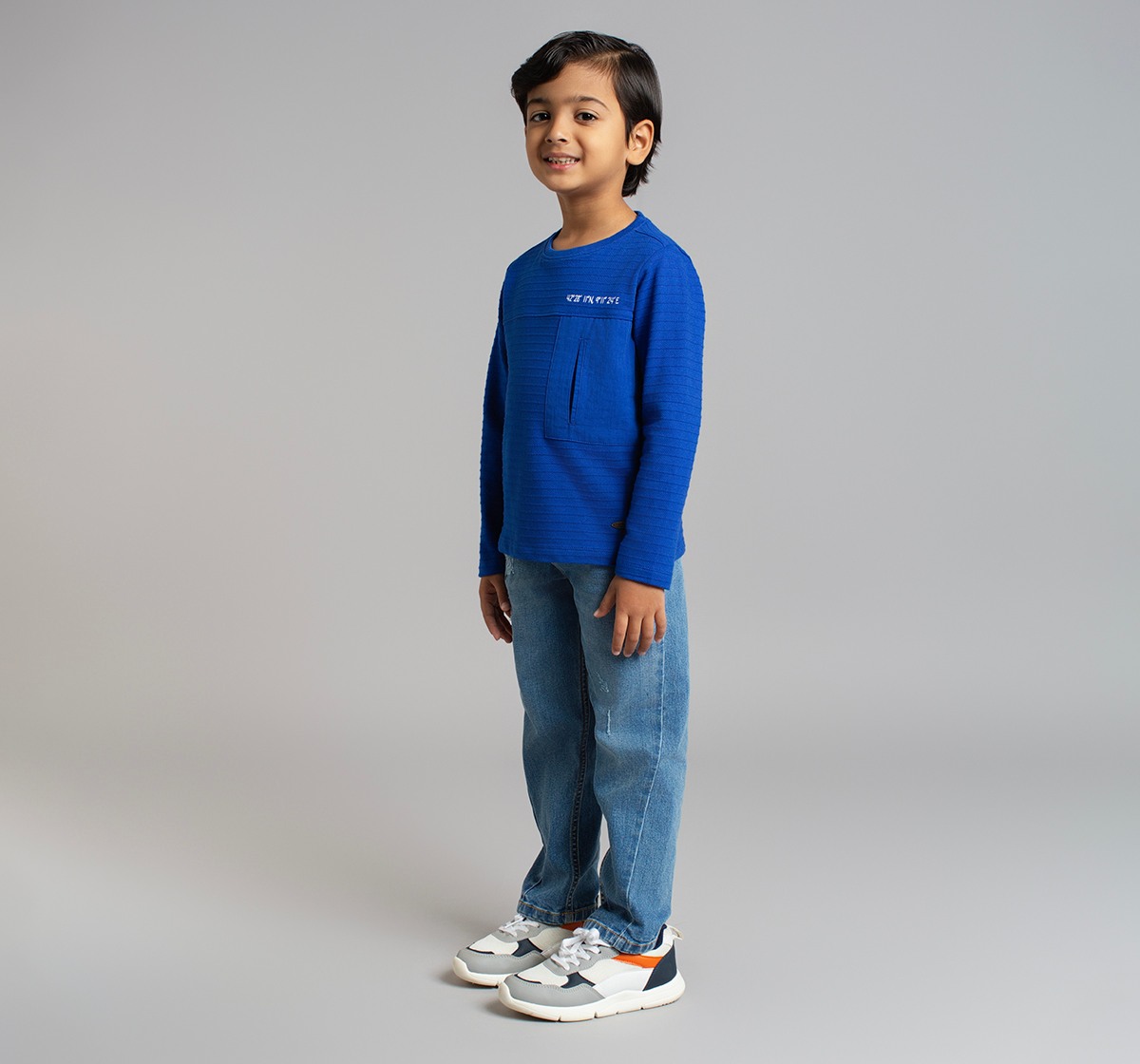 Ed-A-Mamma Boys Textured Knit Crew Neck T-Shirt - Royal Blue