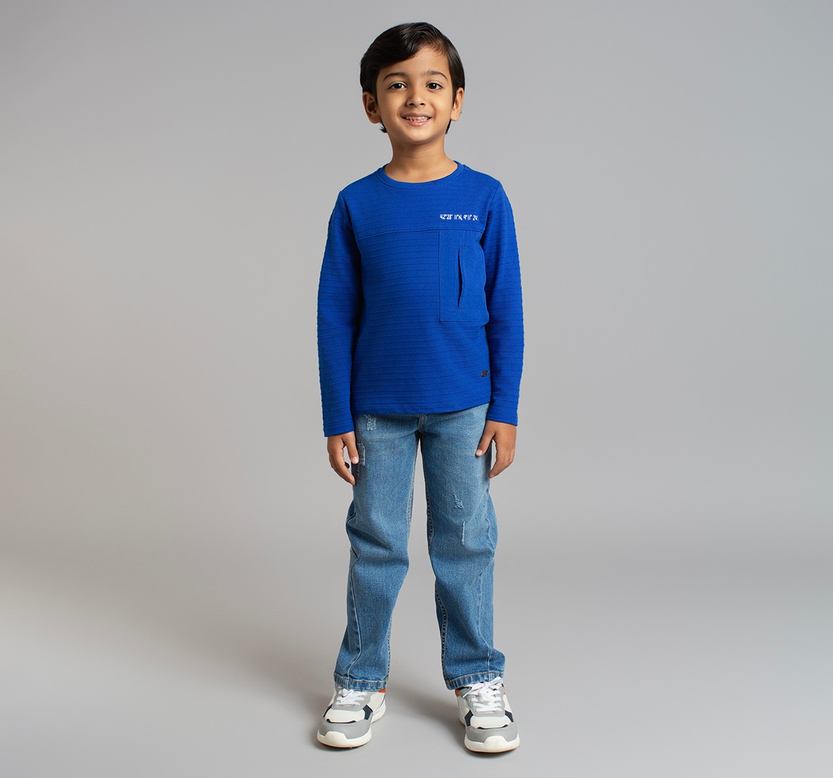 Ed-A-Mamma Boys Textured Knit Crew Neck T-Shirt - Royal Blue