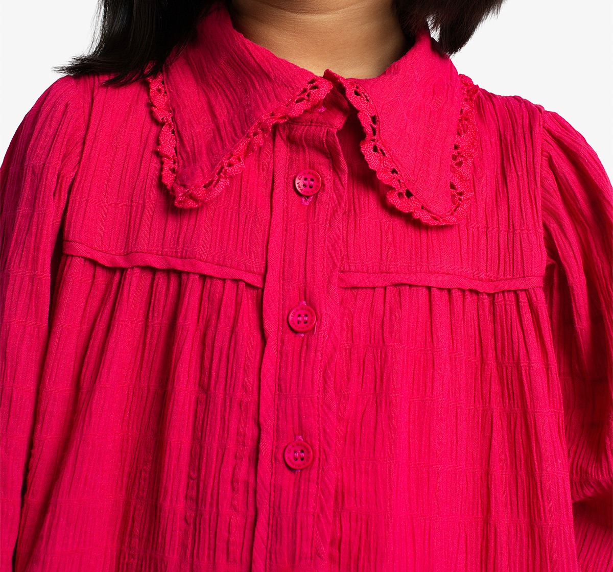 Girls Tiered Dress With Lace Detail