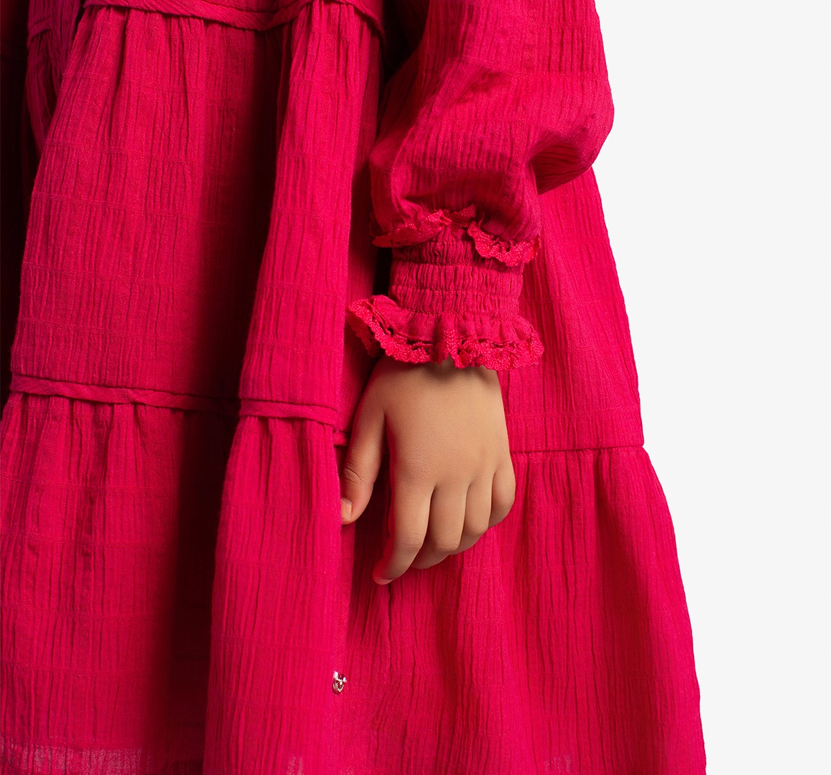 Girls Tiered Dress With Lace Detail