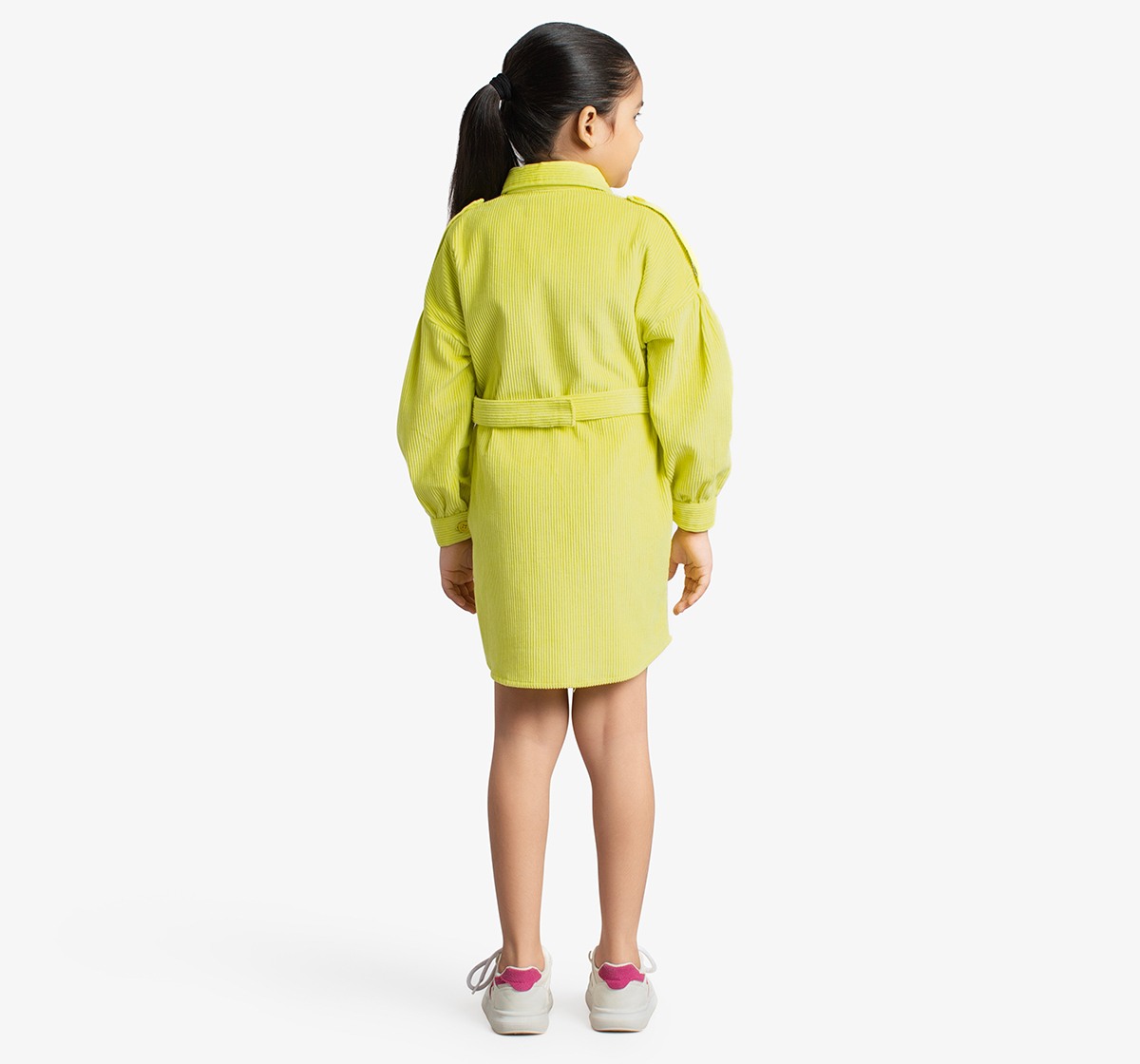 Girls Corduroy Shirt Dress With A Belt