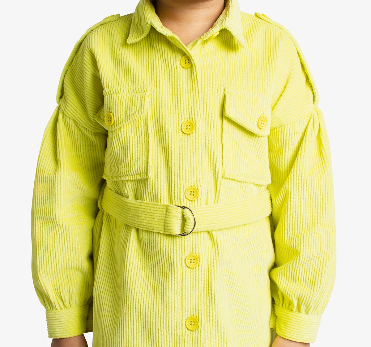 Girls Corduroy Shirt Dress With A Belt