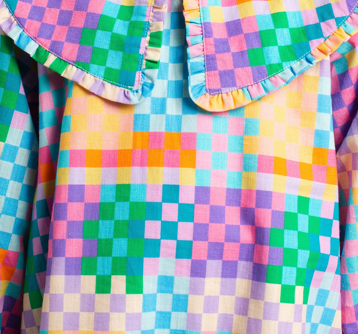 Ed-A-Mamma Girls Printed Dress With Sailor Collar - Multicolor