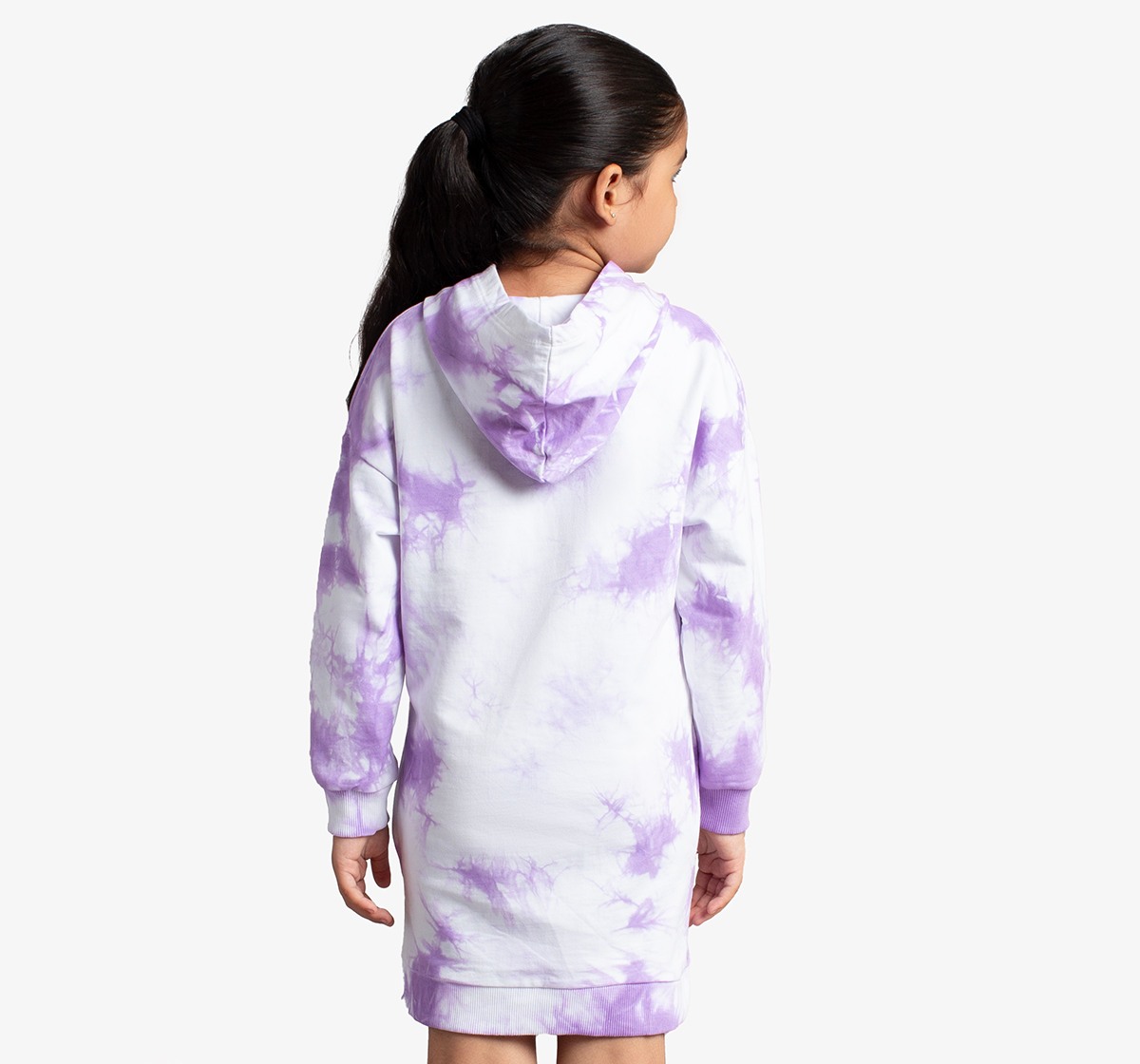 Girls Tie-Dye Sweatshirt Dress With Chest Print