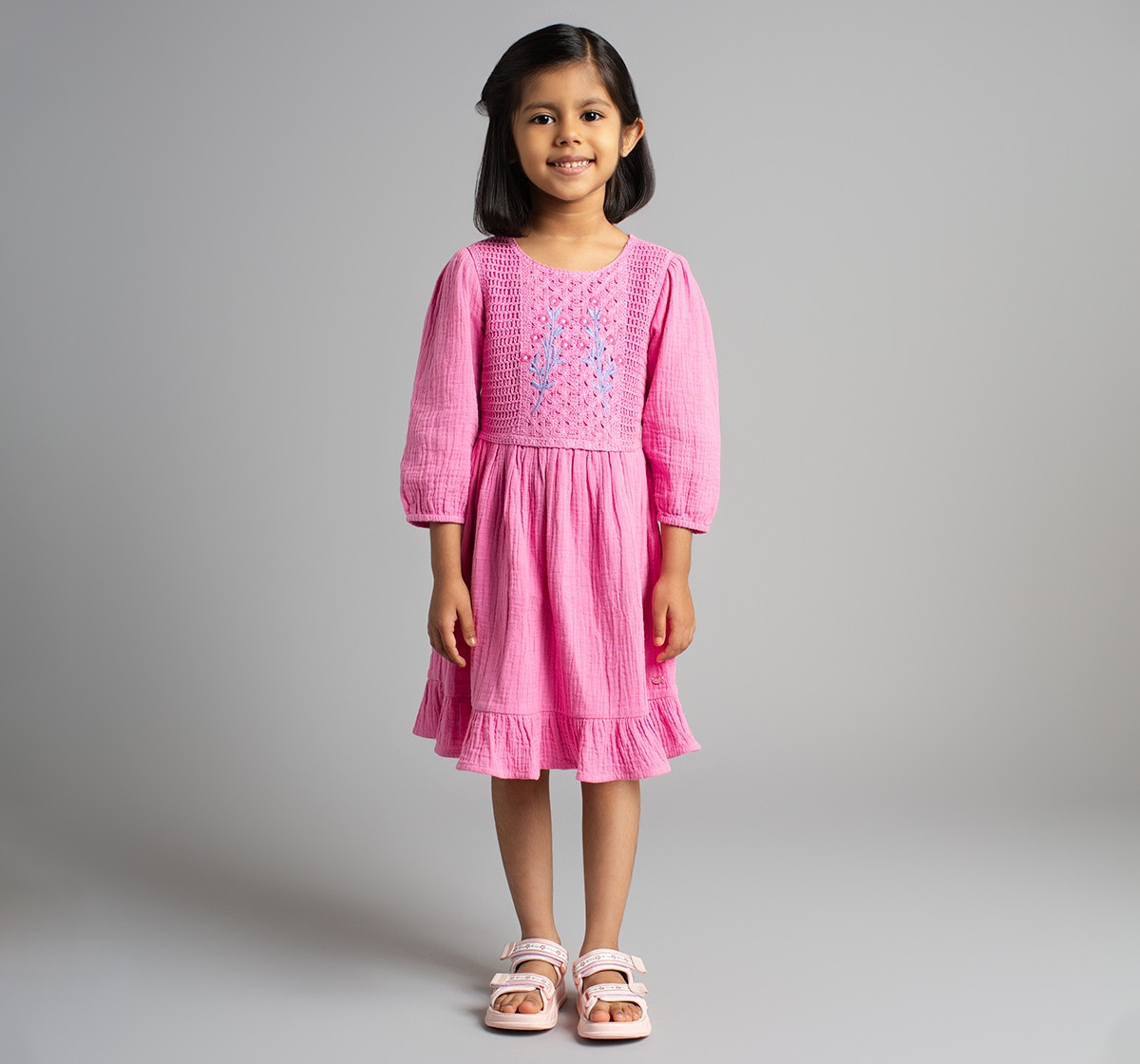Girls Dress With Crochet And Embroidery