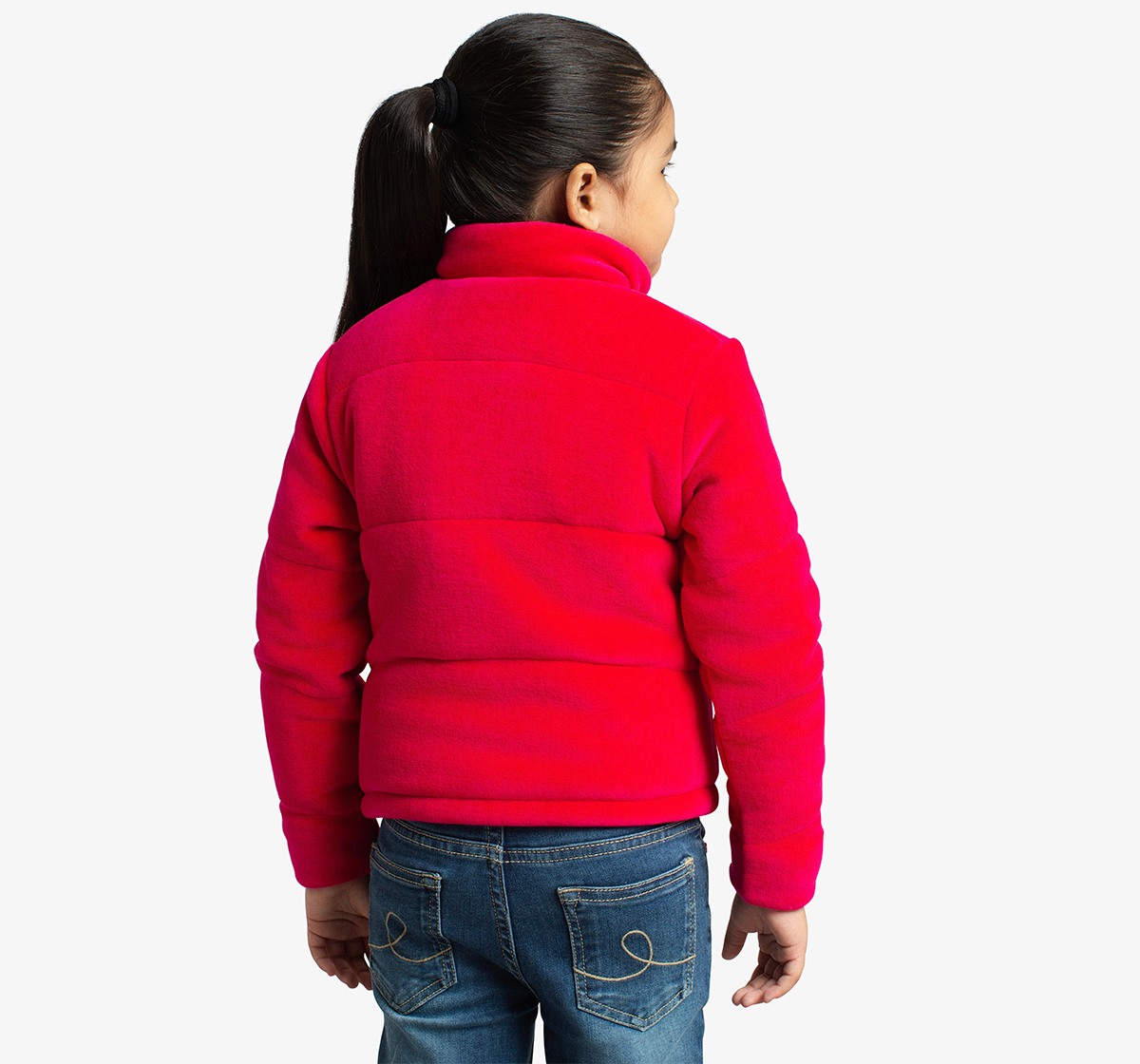 Girls Puffer Jacket With Butterfly Quilting
