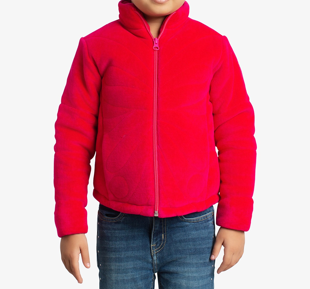 Girls Puffer Jacket With Butterfly Quilting