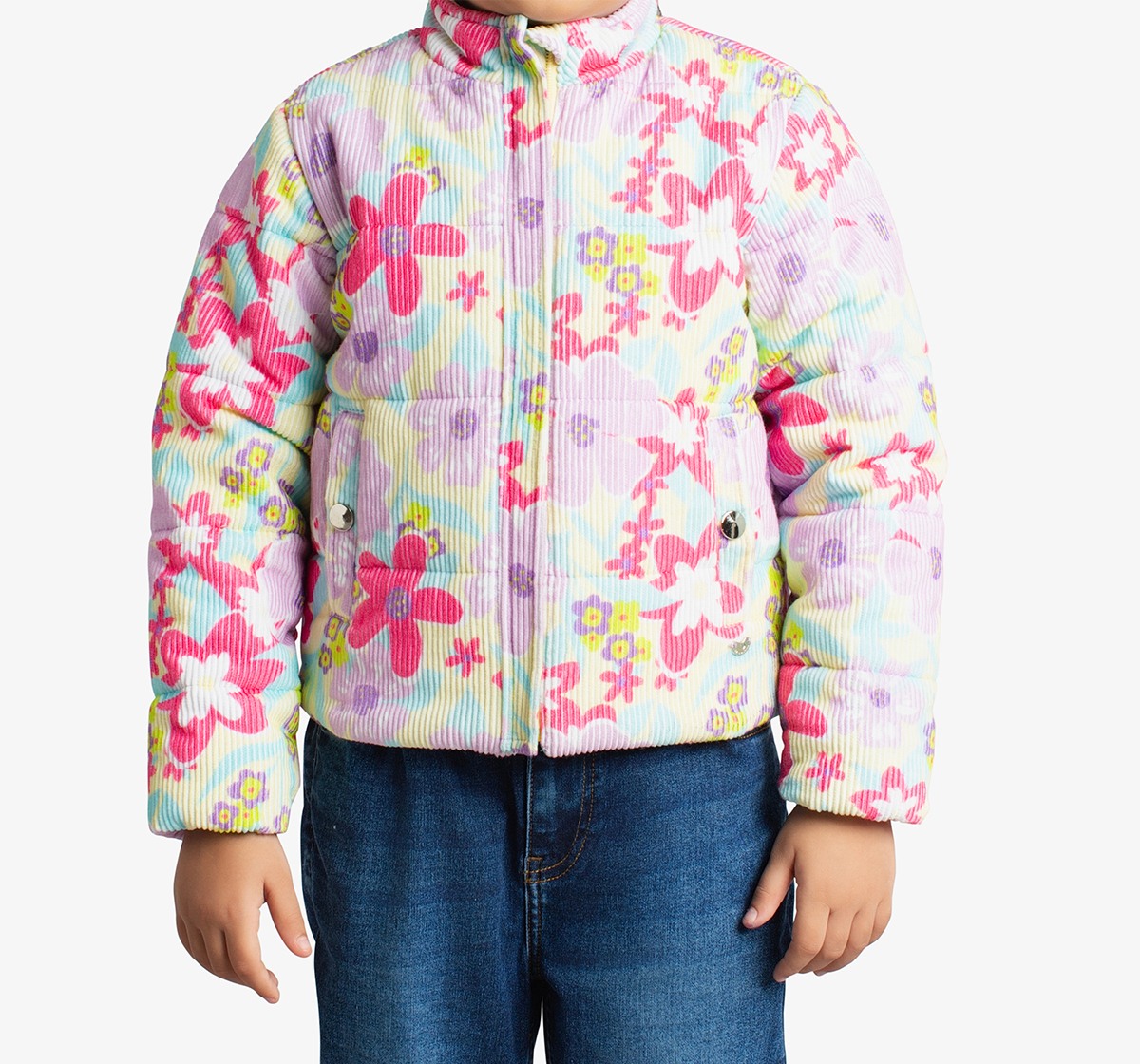 Girls Floral Printed Puffer Jacket