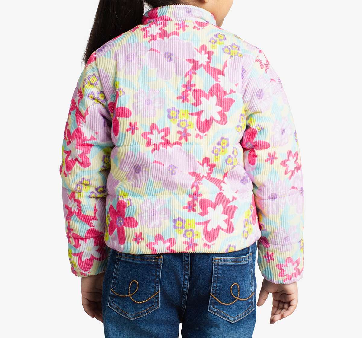 Girls Floral Printed Puffer Jacket