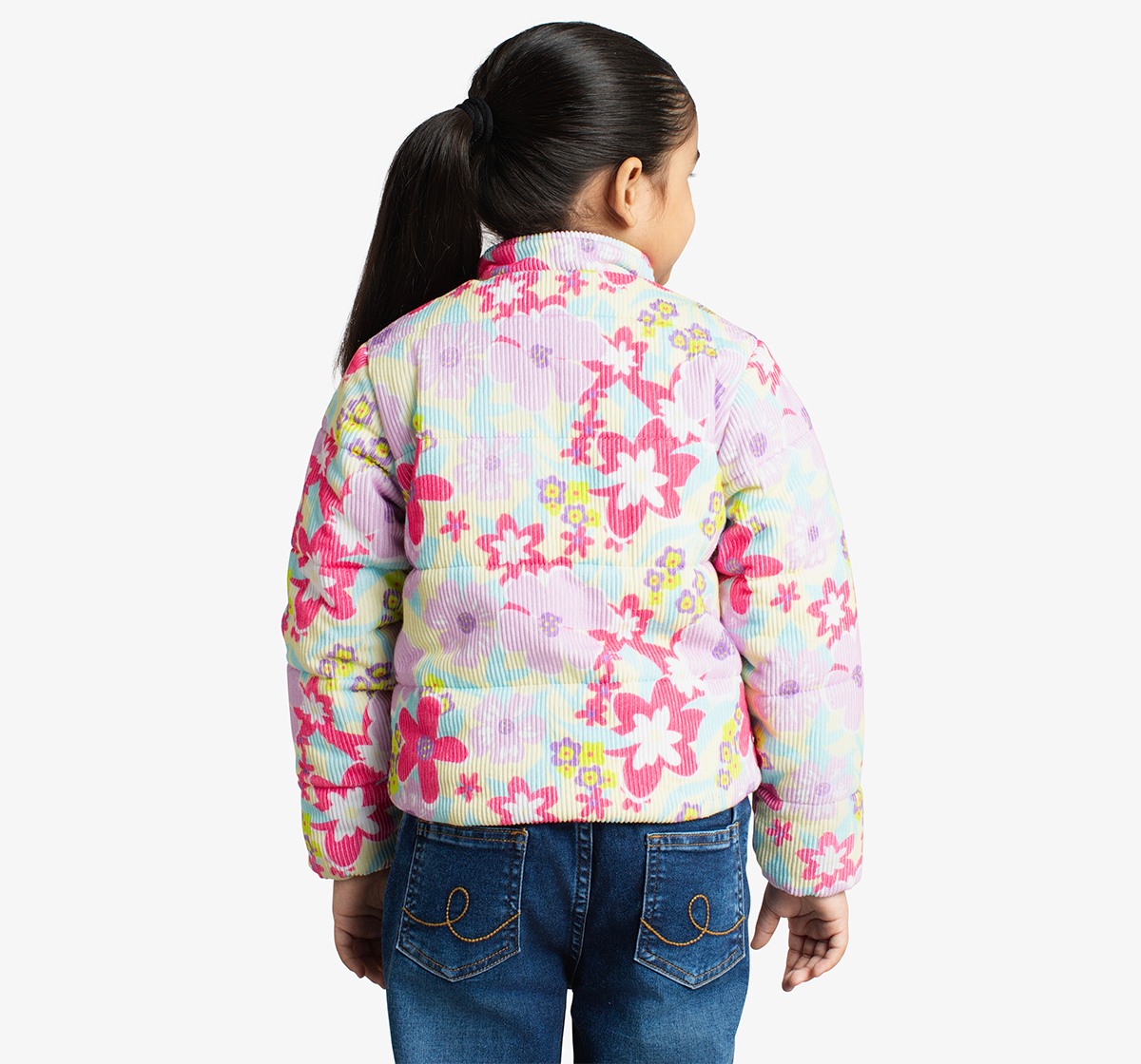 Girls Floral Printed Puffer Jacket