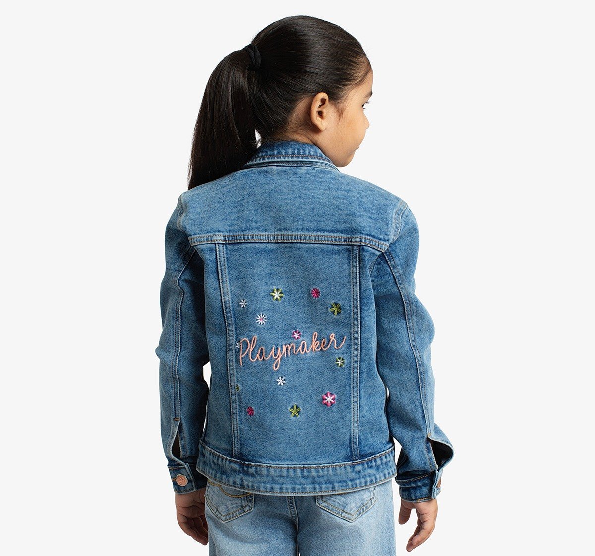 Girls Embroidered Denim Jacket