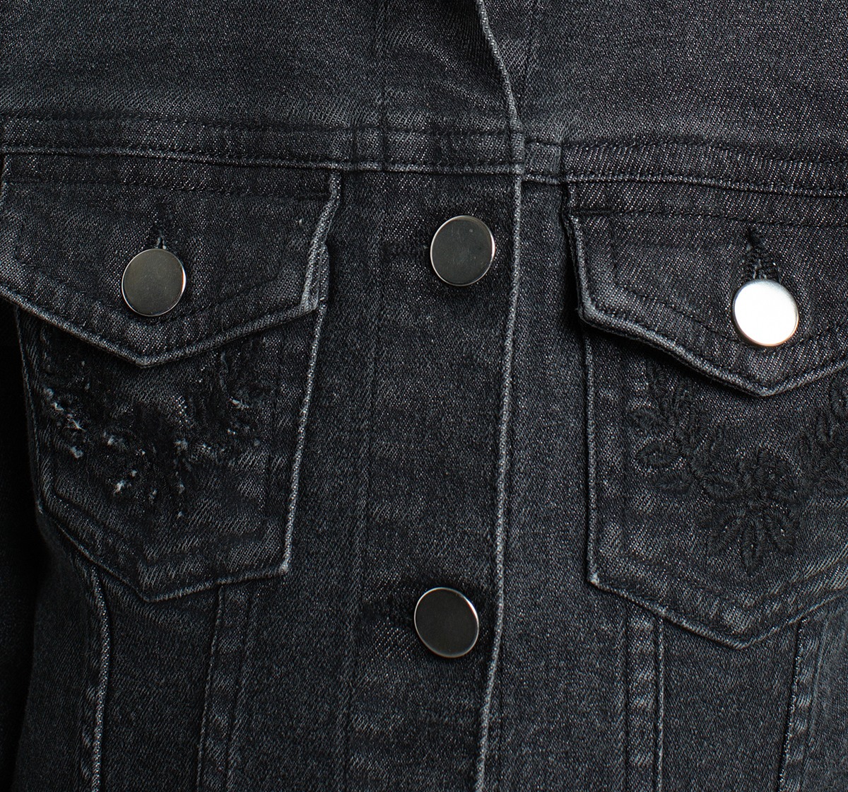 Girls Embroidered Waist Length Denim Jacket