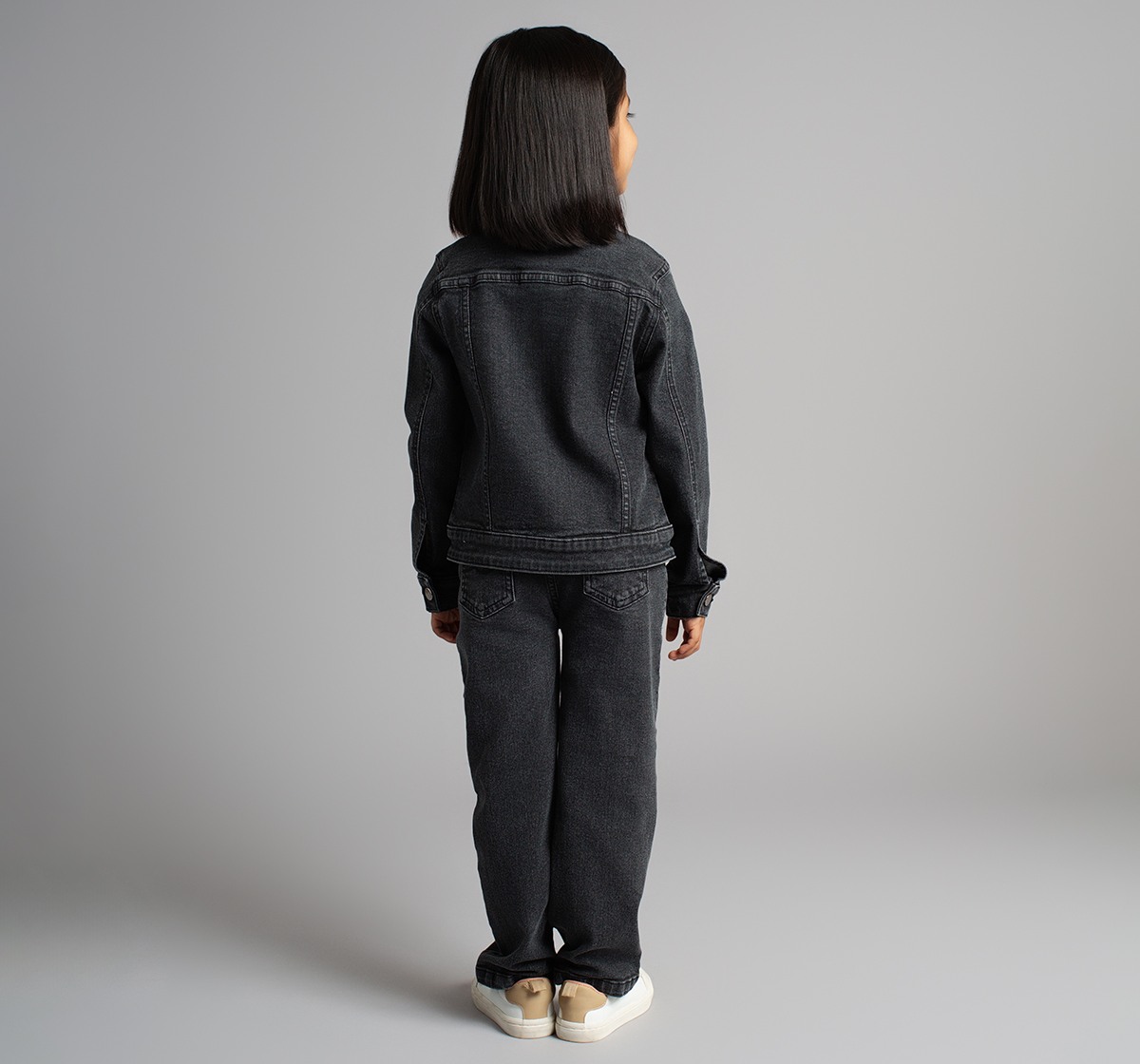 Girls Embroidered Waist Length Denim Jacket