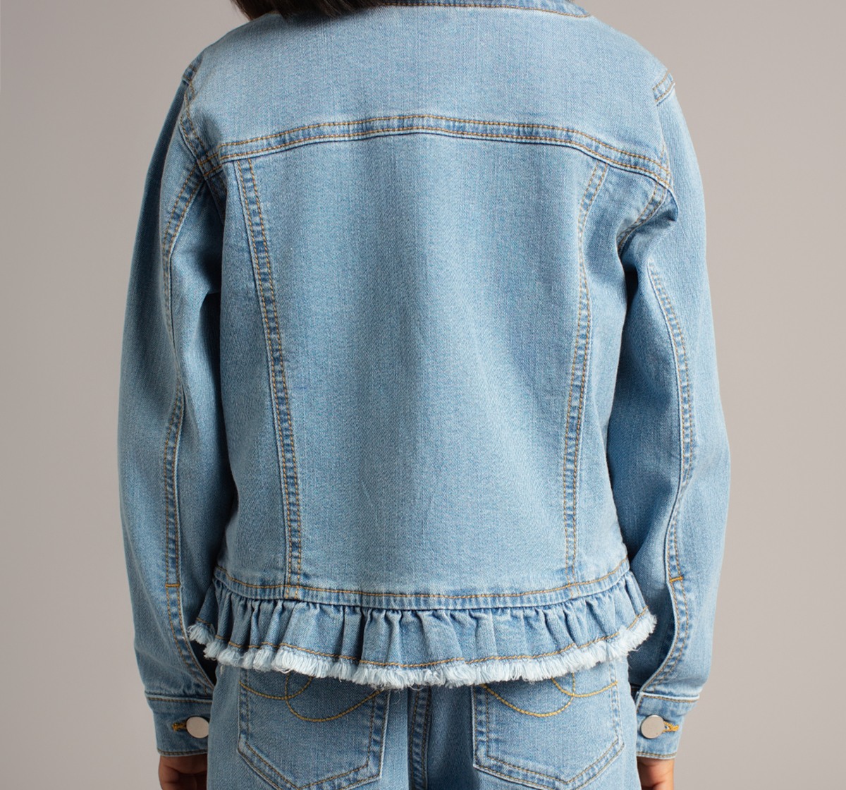 Girls Embroidered Waist Length Denim Jacket