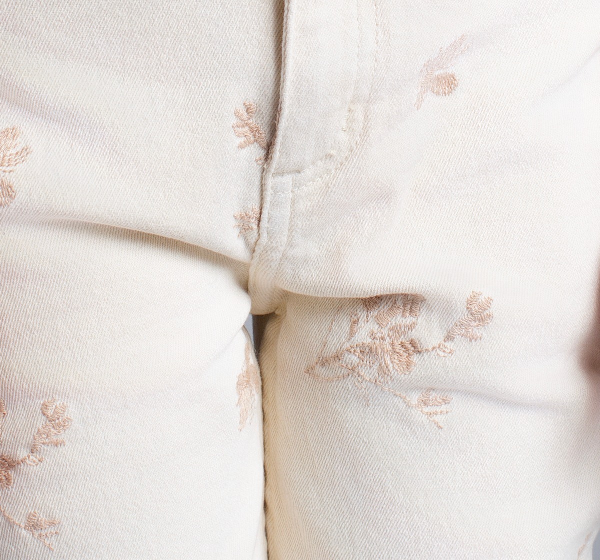 Ed-A-Mamma Girls Embroidered Slim Fit Denim Jeans - Off-White