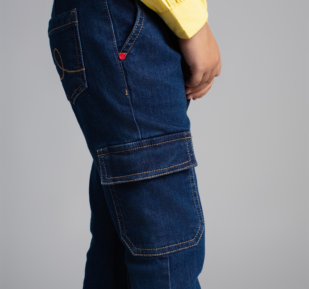 Girls Flared Denim Jeans With Cargo Pockets