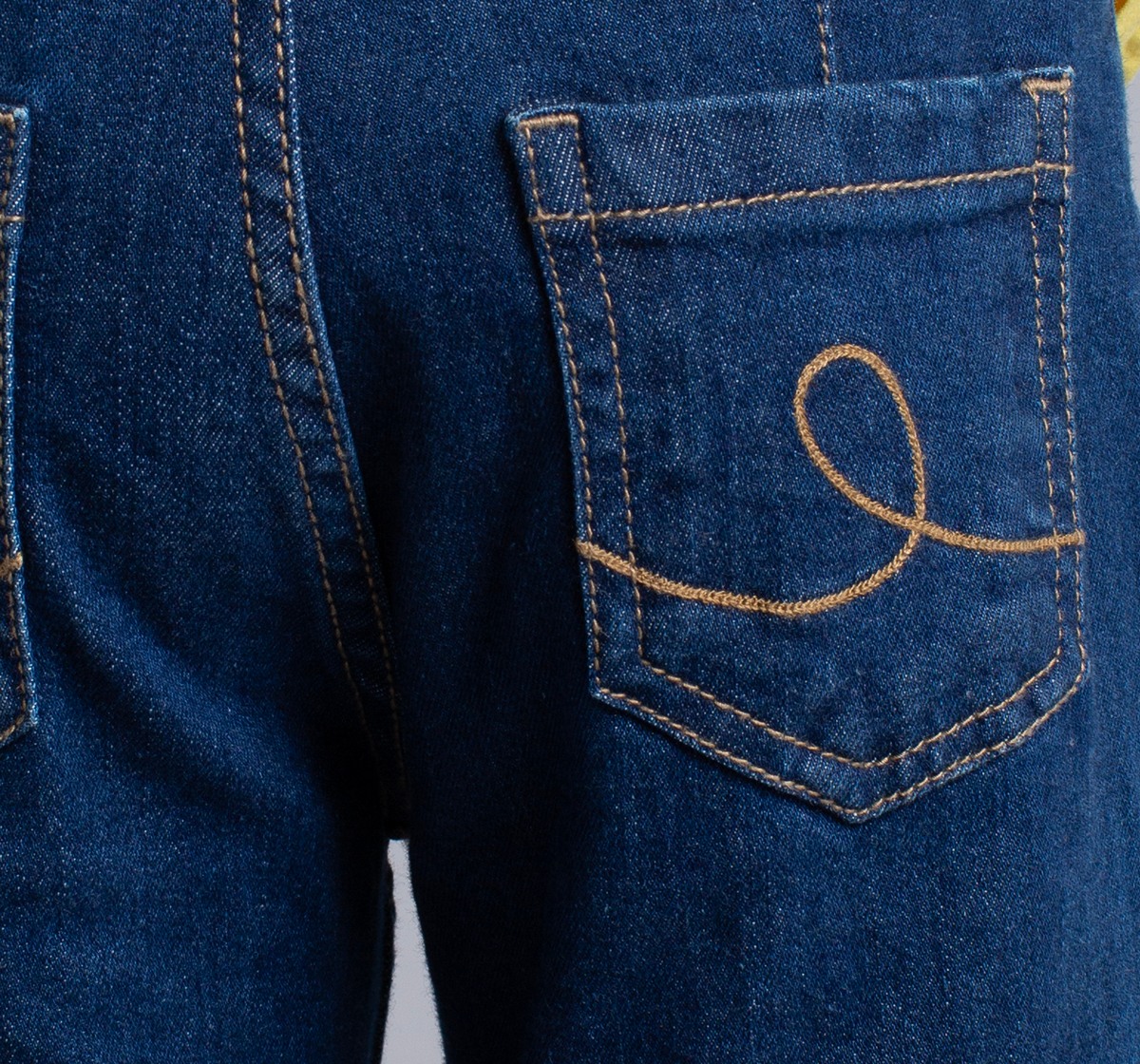 Girls Flared Denim Jeans With Cargo Pockets