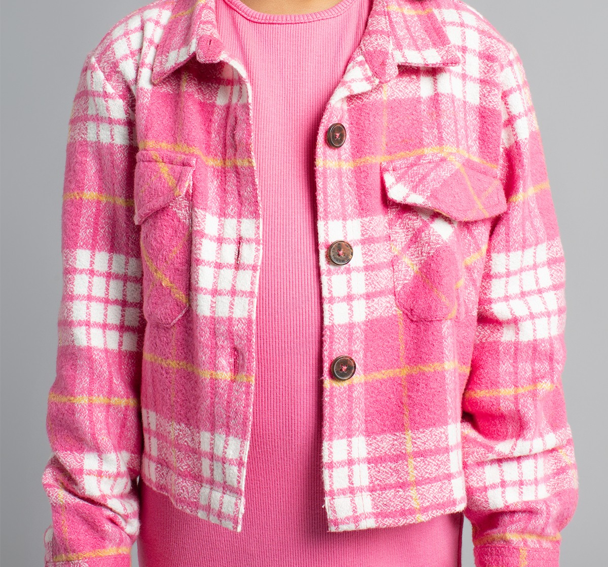 Ed-A-Mamma Girls Rib Dress And Shacket Co-Ordinate Set - Pink