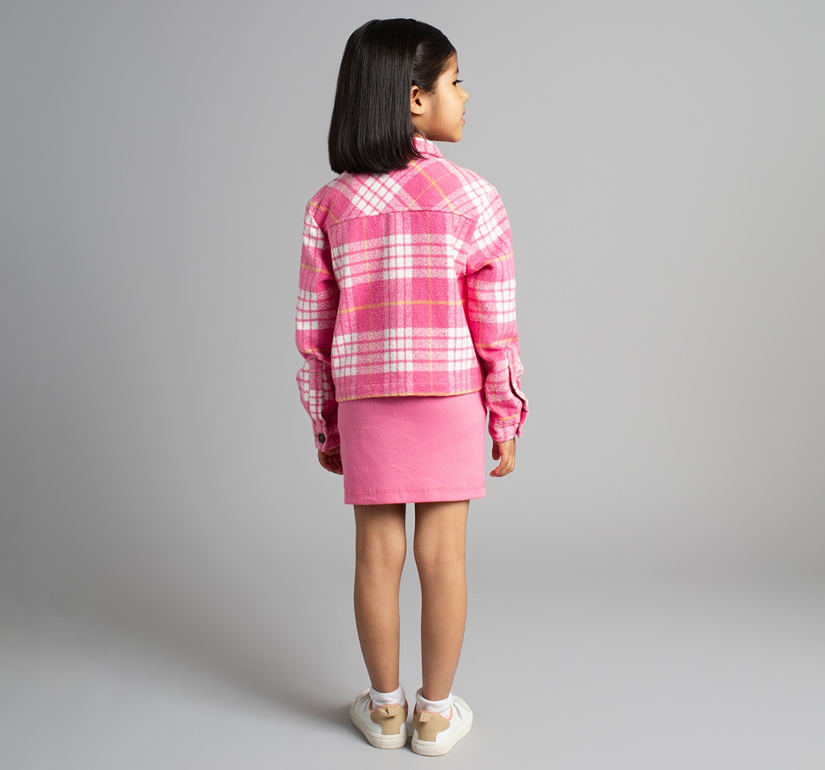 Ed-A-Mamma Girls Rib Dress And Shacket Co-Ordinate Set - Pink