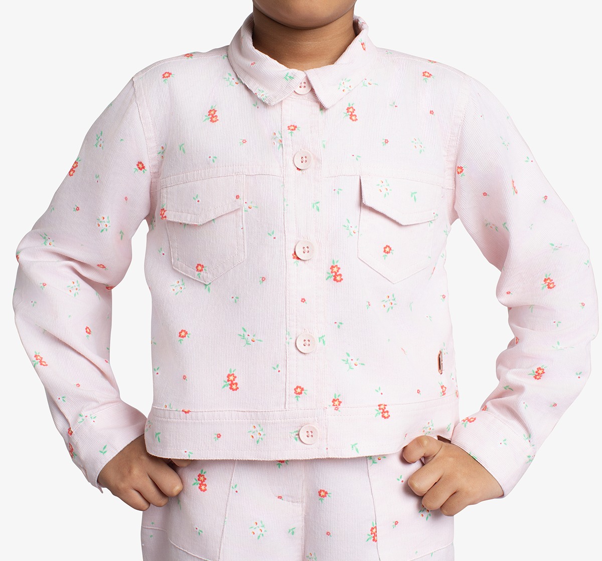 Ed-A-Mamma Girls Printed Jacket And Straight Pants Co-Ordinate Set - Pink