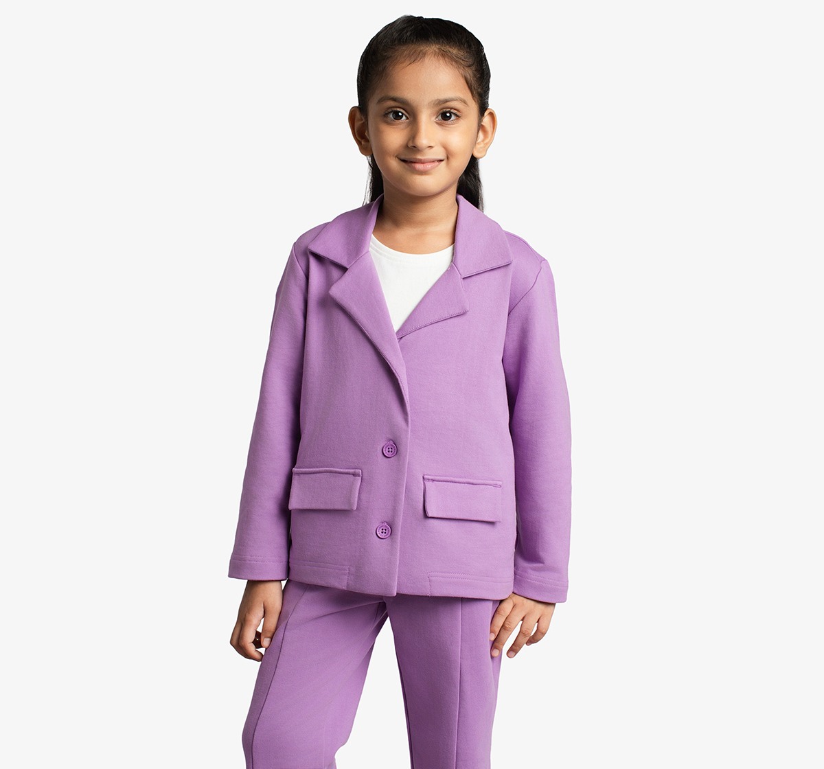 Ed-A-Mamma Girls Jacket, T-Shirt And Flared Pants Co-Ordinate Set - Purple