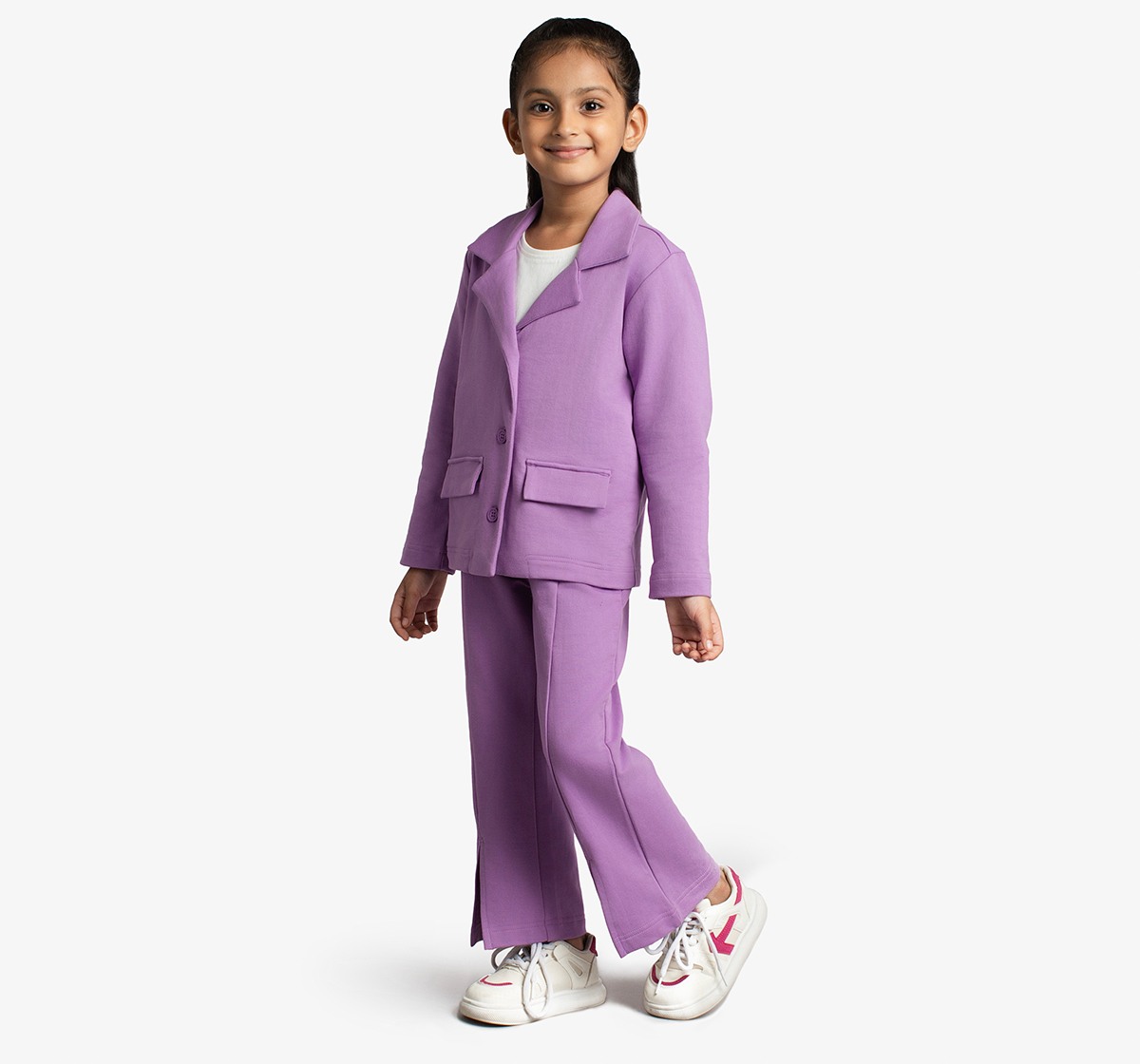 Ed-A-Mamma Girls Jacket, T-Shirt And Flared Pants Co-Ordinate Set - Purple