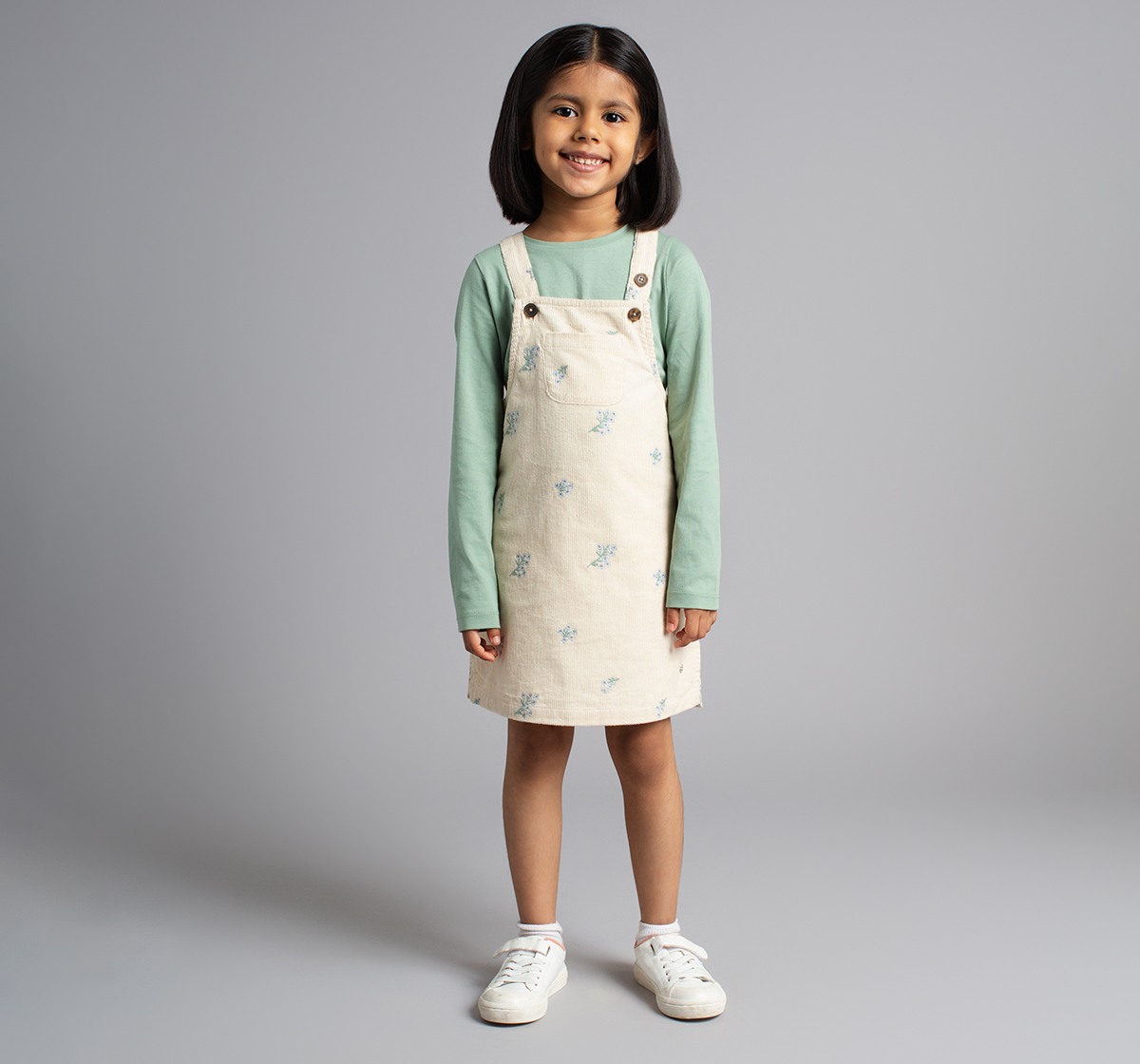 Ed-A-Mamma Girls Embroidered Dress With T-Shirt - Multicolor
