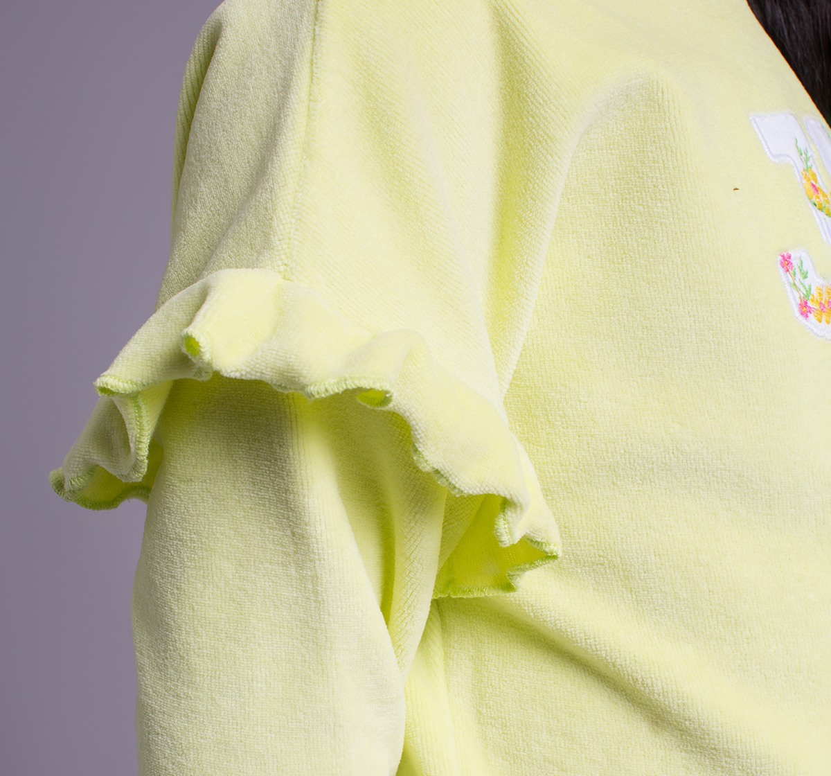 Ed-A-Mamma Girls Cotton Velour Sweatshirt And Flared Pants Co-Ordinate Set - Green