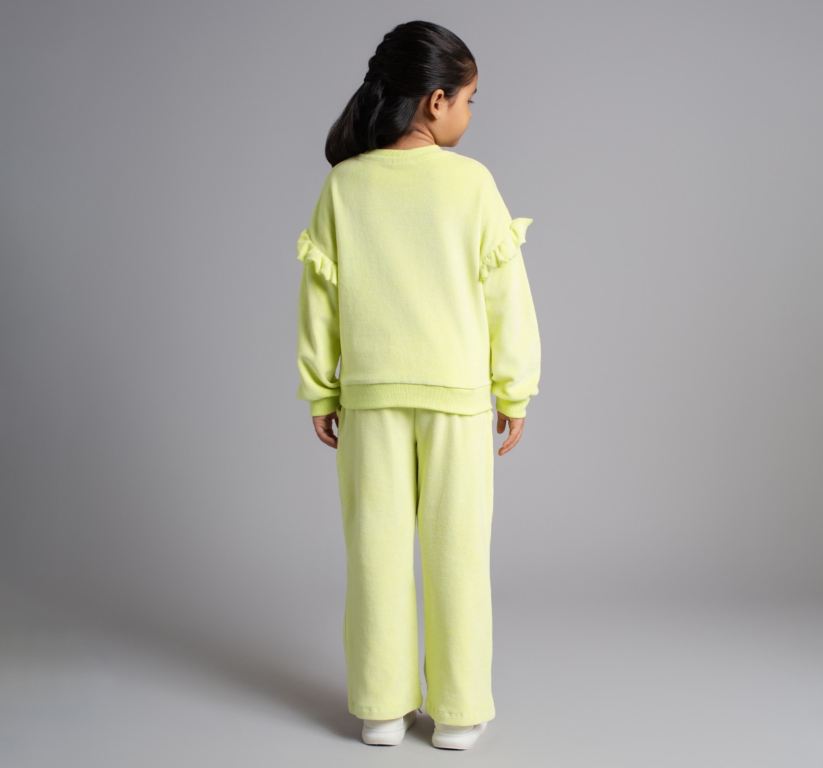 Ed-A-Mamma Girls Cotton Velour Sweatshirt And Flared Pants Co-Ordinate Set - Green