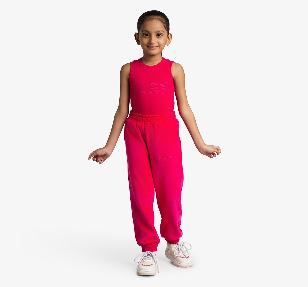 Ed-A-Mamma Girls Cotton Velour Hooded Jacket, T-Shirt And Joggers Co-Ordinate Set - Pink