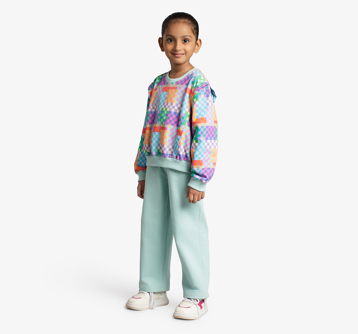 Ed-A-Mamma Girls Printed Sweatshirt And Pants Co-Ordinate Set - Multicolor