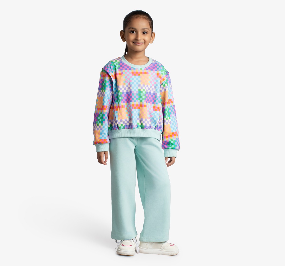 Ed-A-Mamma Girls Printed Sweatshirt And Pants Co-Ordinate Set - Multicolor