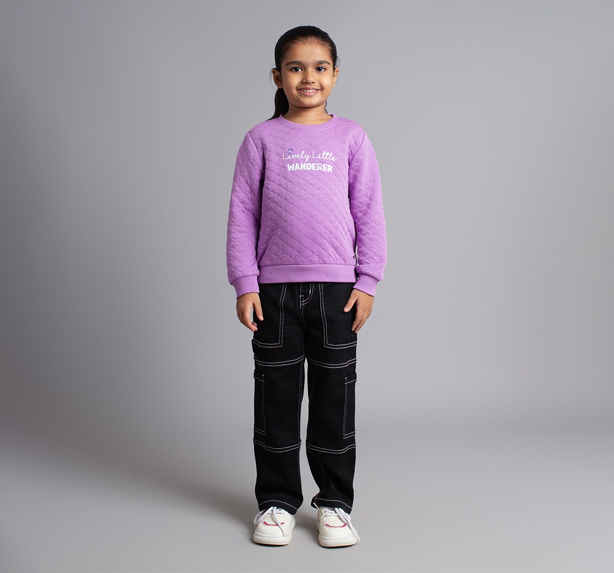 Girls Quilted Sweatshirt With Embroidery