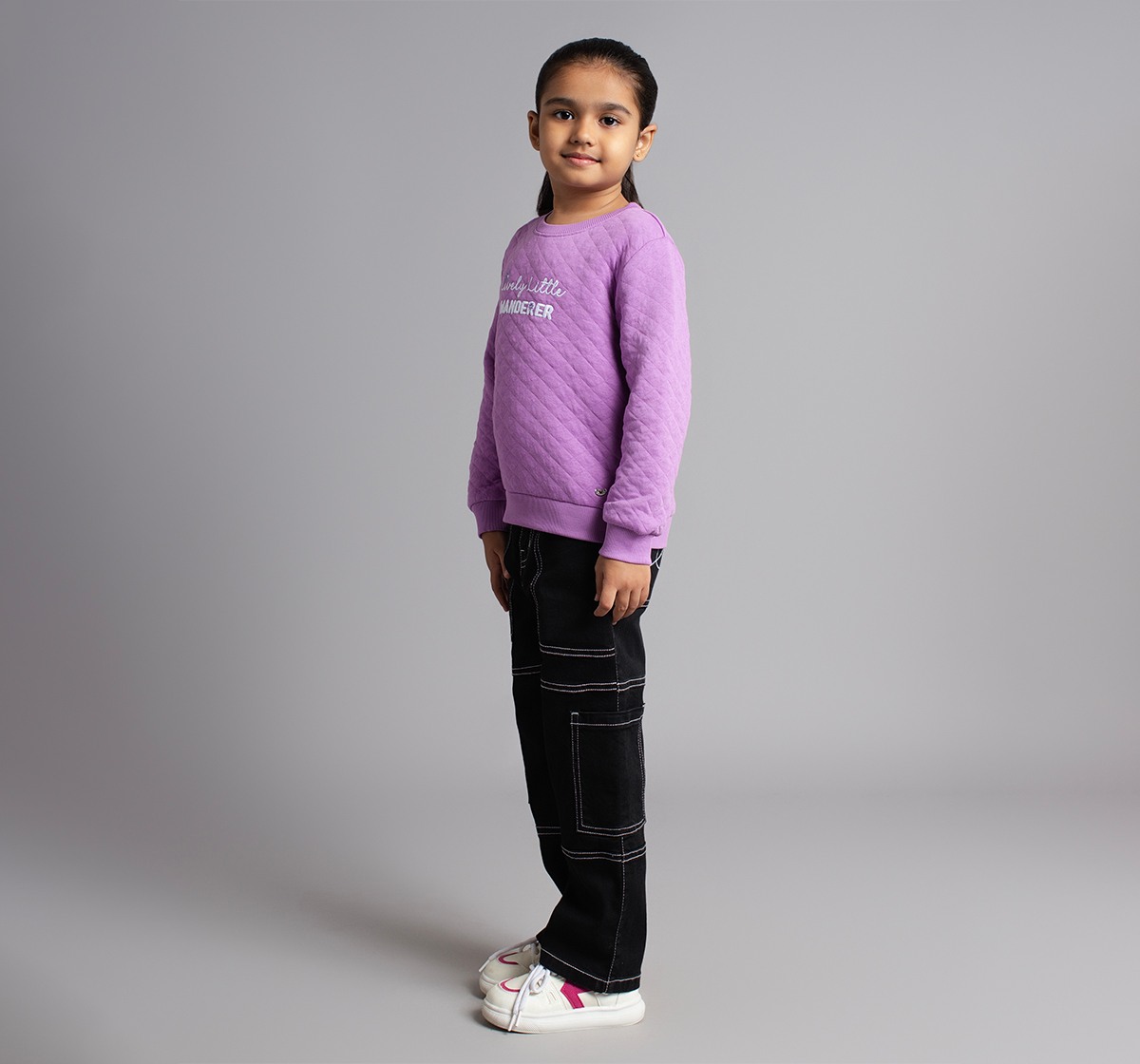 Girls Quilted Sweatshirt With Embroidery