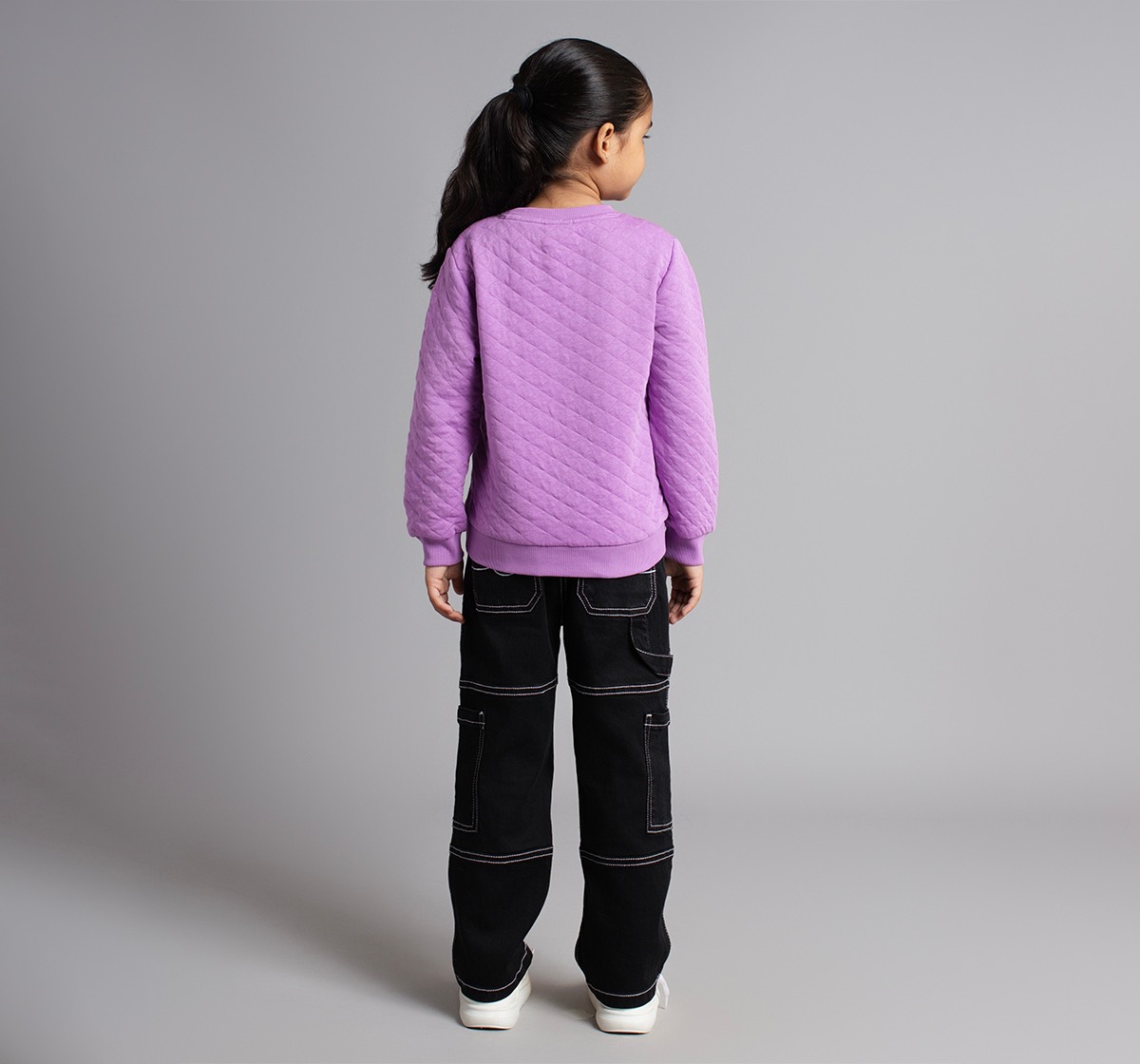 Girls Quilted Sweatshirt With Embroidery