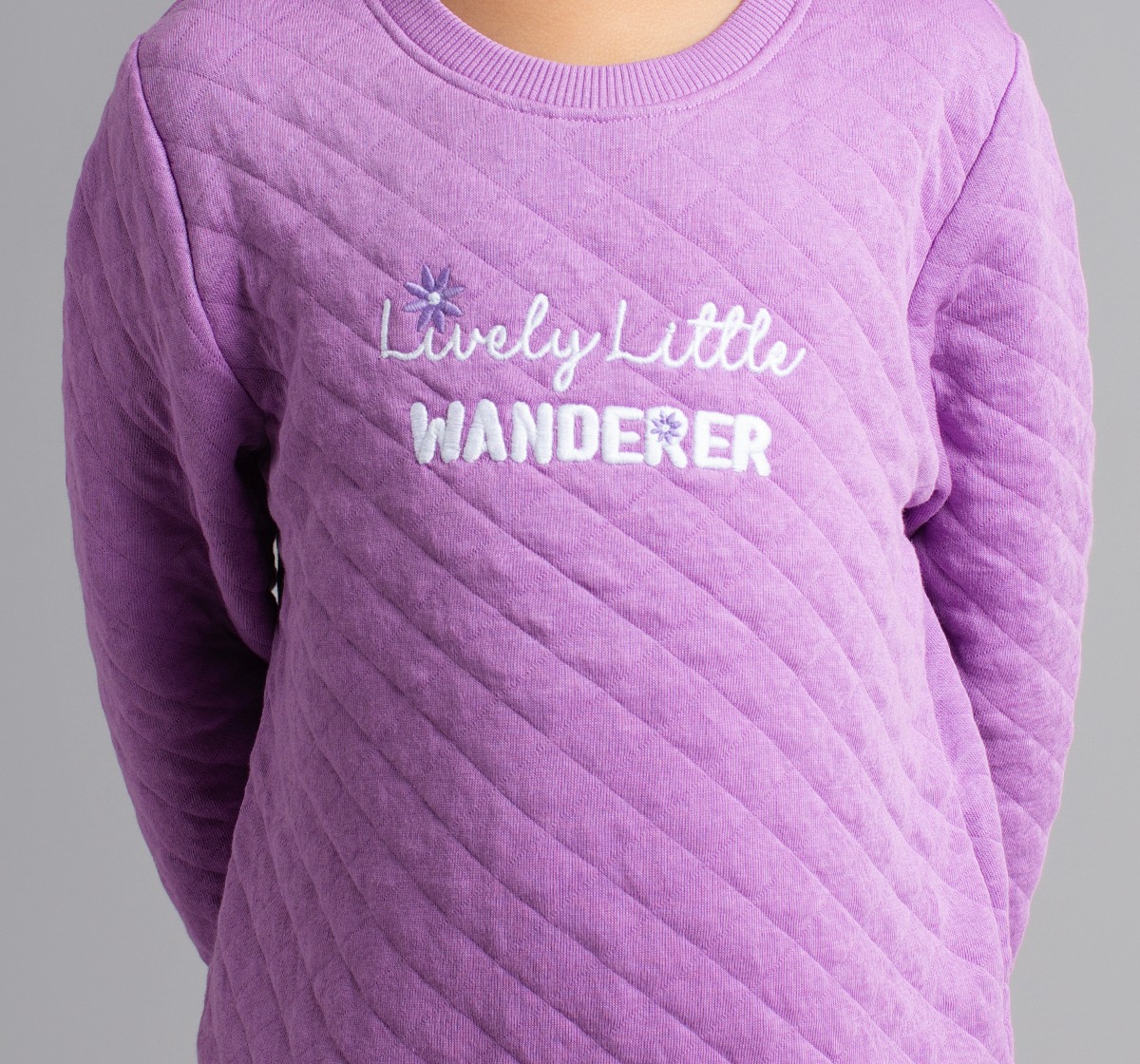 Girls Quilted Sweatshirt With Embroidery
