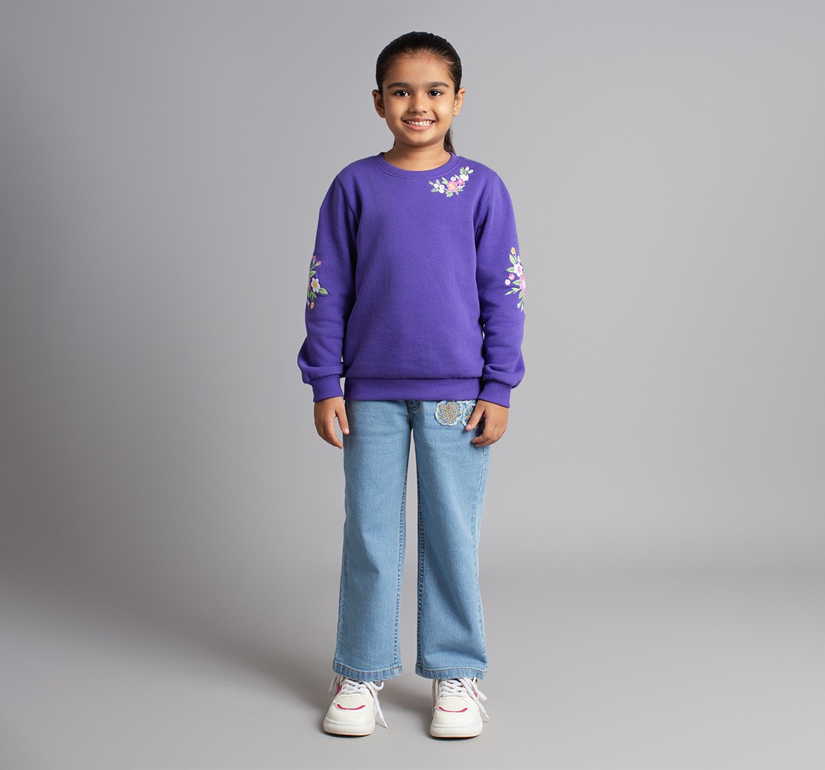 Girls Sweatshirt With Embroidery