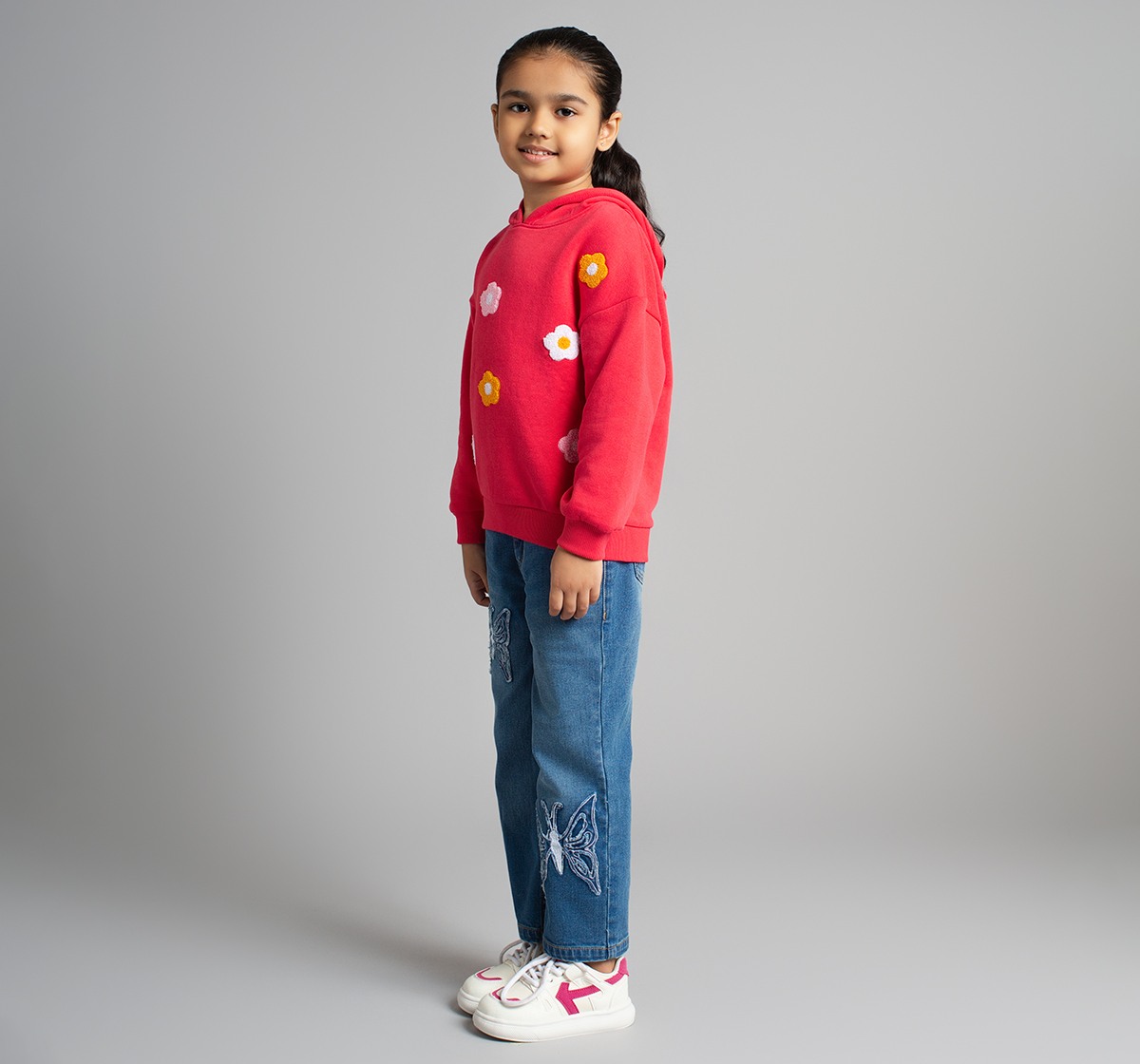 Girls Sweatshirt With All Over Embroidery