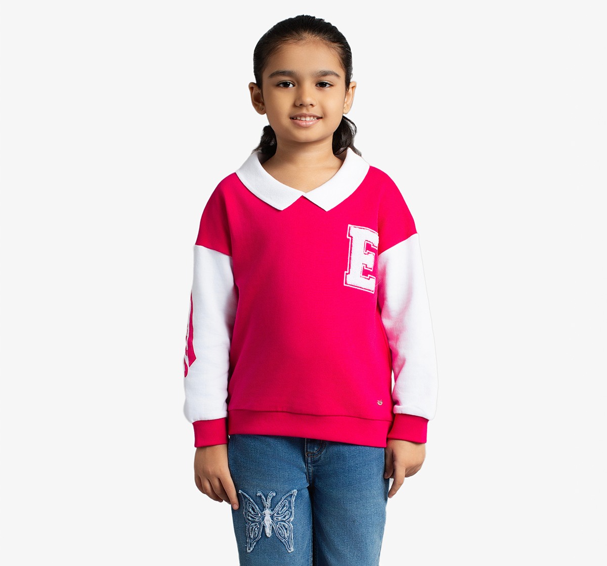 Girls Sweatshirt With Embroidery & Print