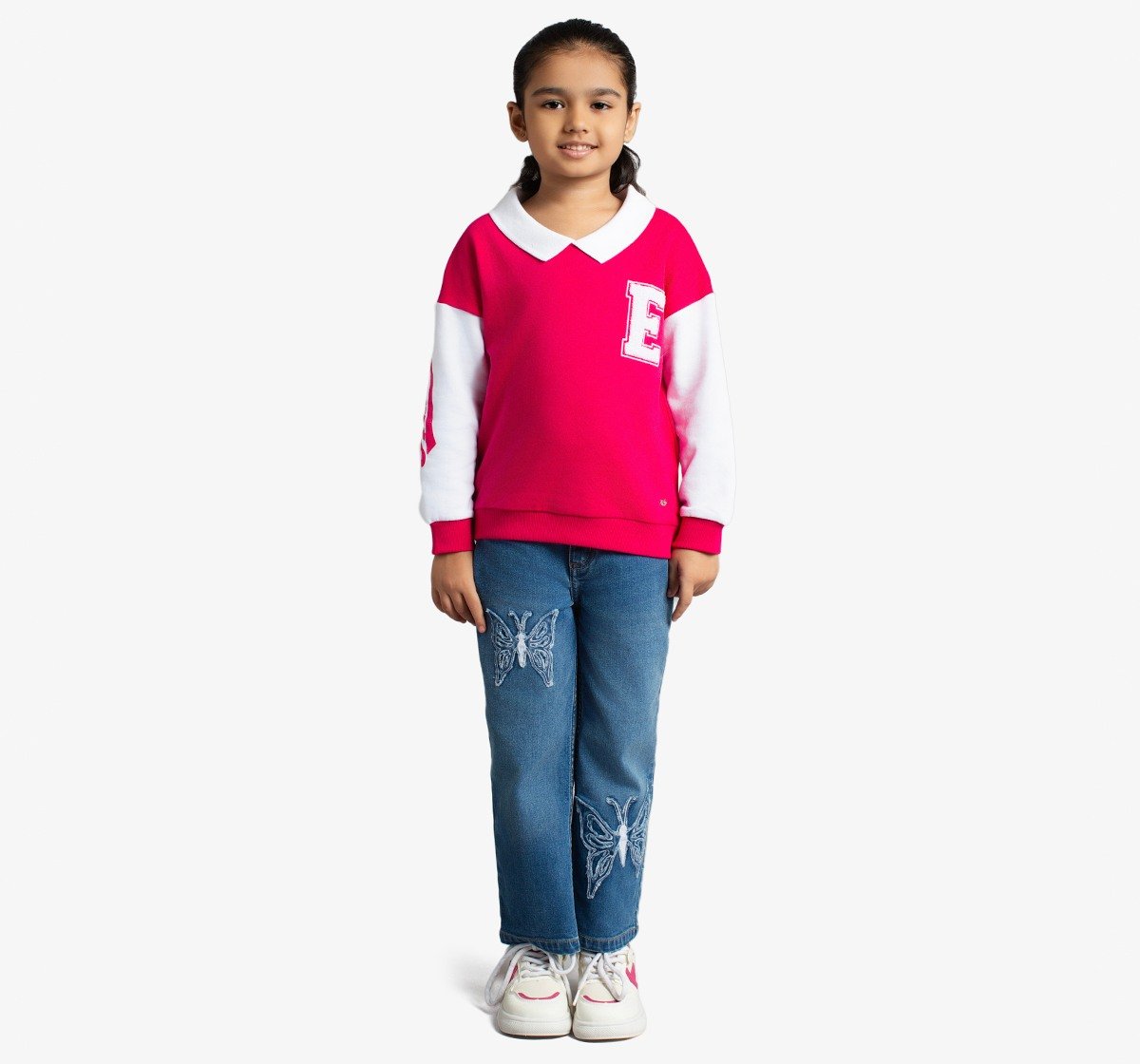 Girls Sweatshirt With Embroidery & Print